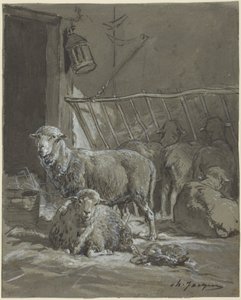 Får i en krubba av Charles Emile Jacque