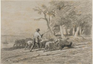 Herden och hans hjord av Charles Emile Jacque