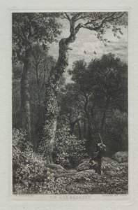 Att skjuta skogssnäppan. av Charles Emile Jacque