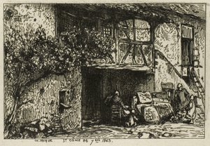 Trappor framför ett hus av Charles Emile Jacque