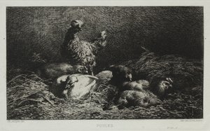 Kycklingarna. av Charles Emile Jacque
