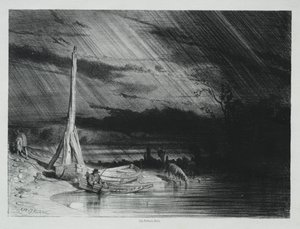 Fiskaren, regnigt väder av Charles Emile Jacque