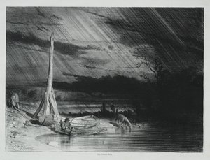 Fiskaren, regnväder, 1847. av Charles Emile Jacque