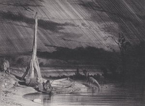 Fiskaren, regnigt väder, ca. 1853. av Charles Emile Jacque