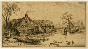 Den frusna dammen av Charles Emile Jacque