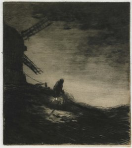 The Mill, 1848 (rypoint med roulette & tallrikton på chine collé) av Charles Emile Jacque