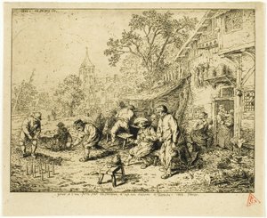 Ninepin-spelarna av Charles Emile Jacque