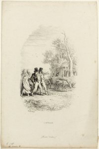 Oxkärran, Illustration från Fables av Lachambaudie av Charles Emile Jacque