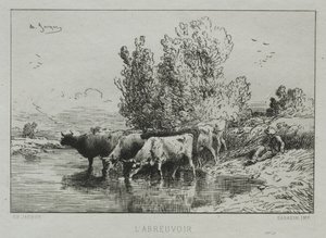 Bevattningsplatsen. av Charles Emile Jacque