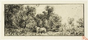 Två hästar i skogen av Charles Emile Jacque
