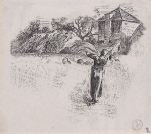 Kvinna som bär kärve, ca. 1853. av Charles Emile Jacque