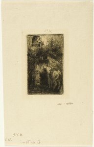 Kvinna vid Window of Inn av Charles Emile Jacque