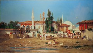 Araber som marscherar ut ur staden