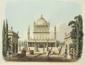 Hyder Alis och Tippoo Sultans grav, tavla 49 från "Oriental Drawings", graverad av Thomas Medland (1755-1823), pub. 1806 (akvatint)