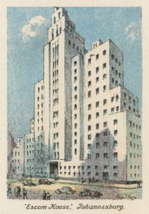 Sydafrika: "Escom House", Johannesburg (färglitografi) av Charles Ernest Peers