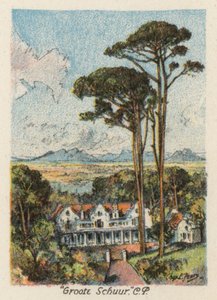 Sydafrika: "Groote Schuur", CP (färglitografi) av Charles Ernest Peers