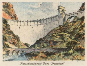 Sydafrika: Hartebeestpoortdammen, Transvaal (färglitografi) av Charles Ernest Peers