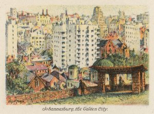 Sydafrika: Johannesburg, den gyllene staden (färglitografi)