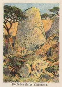 Sydafrika: Zimbabwe Ruiner, Sydrhodesia (färglitografi) av Charles Ernest Peers