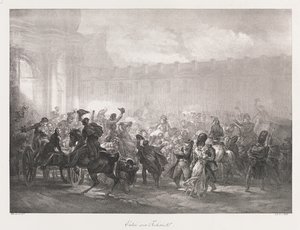 Tuileriernas inträde, tidigt 1800-tal (litho) av Charles Etienne Pierre Motte