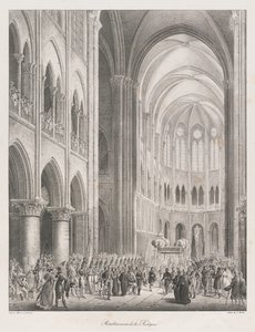 Kyrkans återupprättande, början av den 19:e århundrade (litho) av Charles Etienne Pierre Motte
