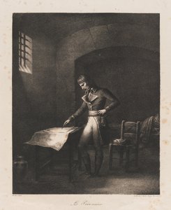 Fången, tidigt 1800-tal (litho) av Charles Etienne Pierre Motte