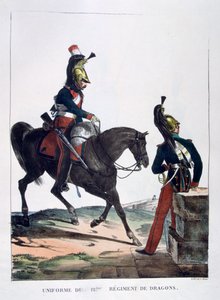 Uniform från 12:e Regiment of Dragons, Frankrike, 1823.