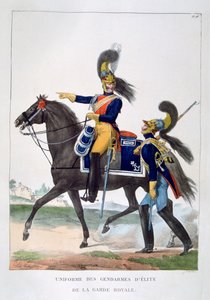 Uniform av det kungliga gardets elitgendarmer, Frankrike, 1823.