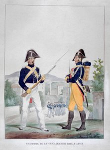 Uniform av de kungliga fotgendarmerna, Frankrike, 1823.