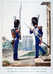 Uniformer från det franska kungliga gardets andra infanteri, 1823.