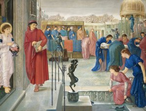 Prerafaelitiska målningar: Sankt Teofilus och ängeln. Legenden om Saint Dorotheas martyrskap (Sainte Dorothee, Dorothee de Cesaree) av Murray, Charles Fairfax (1849-1919)