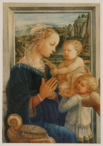 Madonnan och barnet, efter Lippi, ca 1876-80 (akvarell och karamellfärg på papper)