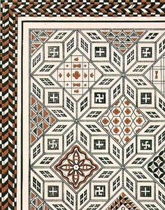 Design av en mosaikbeläggning upptäckt i Nimes, troligen 2:a eller 3:e århundradet, pub. av Day & Son (litho) av Charles Felix Marie (after) Texier