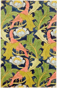 Design för tryckt linne, tryckt av G.O. och J.Baker, ca 1893 av Charles Francis Annesley Voysey