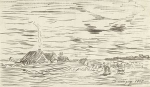 Bondgårdar i slätt mark av Charles Francois Daubigny