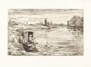 Cabin Boy Fishing (Le Mousse a la peche) av Charles Francois Daubigny
