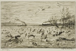 Fiskens firande av skeppsgossens avresa (Fisken) av Charles Francois Daubigny
