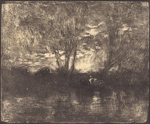 Kor på en vattningsplats av Charles Francois Daubigny