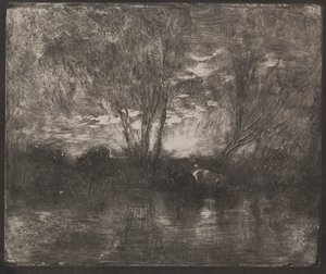 Kor på en vattningsplats av Charles Francois Daubigny