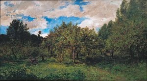 Fransk fruktträdgård vid skördetid (Le verger) av Charles Francois Daubigny