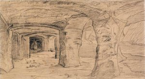 Klippvalv i stenbrottet i Auvers-sur-Oise. av Charles Francois Daubigny