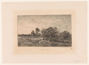 Landskap med äppelträd Pommiers och Auvers. (titel på objekt) av Charles Francois Daubigny