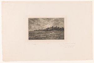 Landskap med betande nötkreatur och kaniner Le pre des Graves i Villerville av Charles Francois Daubigny