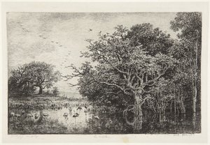 Kärret med storkar av Charles Francois Daubigny