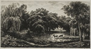Marsh med Stags av Charles Francois Daubigny