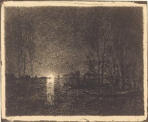 Månbelyst landskap av Charles Francois Daubigny