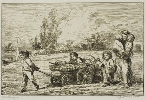 Flytta in med vagnen (The Furnishings of the Boat) av Charles Francois Daubigny