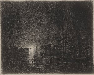 Nattstycke, originalavtryck 1862, tryckt 1921. av Charles Francois Daubigny