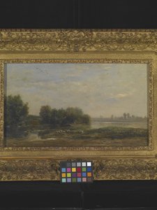 On The Oise (olja på trä) av Charles Francois Daubigny