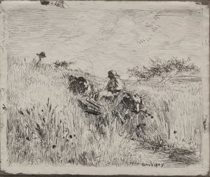Path Through the Grain Field, originalavtryck 1862, tryckt 1921. av Charles Francois Daubigny